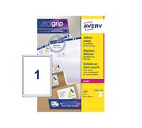 Avery Ultragrip Laser Labels 199.6x289.1mm Wht (Pack of 100) L7167-100