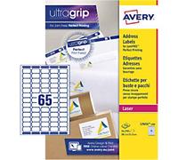 Avery UltraGrip Laser Labels L7651-250 Adhesive A4 White 38.1 x 21.2 mm 250 Sheets of 65 Labels