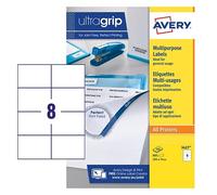 Avery 3427 Printable Multipurpose Labels, All Printers, 8 Labels per A4 Sheet, Blank White a4 Printer Sticker Sheet