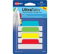 Avery UltraTabs Repositionable Margin Tabs - Write-on Tab(s) - 1" Tab Height x 2.50" Tab Width - Assorted Tab(s) - 48 / Pack