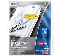 Avery Unpunched Print-On Dividers, White, 8 Tabs, 5 Sets (11553)