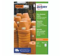 Avery B3427-20 Ultra Resistant Labels, White (A4 Sheet Of 105 X 74.3 mm, 20 Labels)