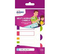 Avery Waterproof Self-Laminating Name Labels - 24 Pack, 86 x 17 mm - Neon Colours - Stick-On Labels for Lunchboxes, Water Bottles, School Supplies, Clothing & More - Dishwasher Safe (APFLUO24.UK)
