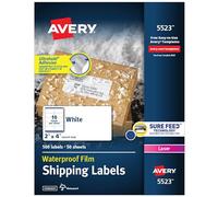 Avery Waterproof Shipping Labels with Sure Feed & TrueBlock, 2" x 4", 500 White Labels (5523)