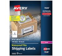 Avery Waterproof Shipping Labels with TrueBlock, 5.5" x 8.5", 100 White Laser Labels (5526)
