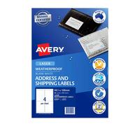 Avery Weatherproof Laser Label Water Dirt Resistant Tear Proof Pack of 40