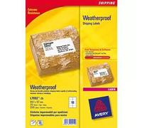 Avery Weatherproof Shipping Labels. Product colour: White Media sheets per package: 10 sheets. Width: 99.1 mm Height: 57 mm. Labels per pack: 250 pc(s)