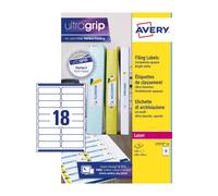 Avery White 100 x 30 mm Self Adhesive Laser Filing Labels - 18 Per Page - 25 She