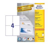 Avery White 105 x 148 mm Self Adhesive Laser & Inkjet Multipurpose Labels - 4 Pe