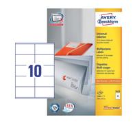 Avery White 105 x 57mm Self Adhesive Laser Multipurpose Labels - 10 Per Page - 1