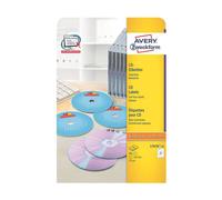 Avery White 117mm Self Adhesive Laser Full Face CD Labels - 2 Per Page - 25 Shee