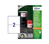 Avery B3655-50 (210 x 148.5mm) Extra Strong Adhesive, Ultra Heavy Duty Industrial Waterproof GHS Labels, 2 Labels Per A4 Sheet