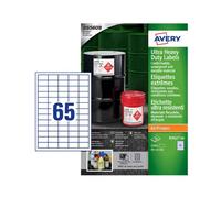 Avery B7651-50 Extra Strong Adhesive, Ultra Heavy Duty Industrial Waterproof GHS Labels, 65 Labels Per A4 Sheet, White,210 x 297 mm