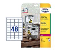 Avery White 45.7 x 21.1 mm Self Adhesive Laser Heavy Duty Labels - 48 Per Page -