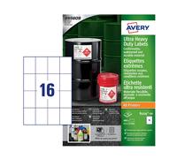 Avery White 52 x 74 mm Self Adhesive Laser & Inkjet Ultra Heavy Duty Labels - 16