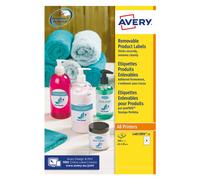 Avery White 63.5 mm, Self Adhesive Laser & Inkjet Removeable Round Labels - 8 Pe