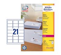 Avery White 63.5 x 38.1 mm Self Adhesive Laser Address Labels - 21 Per Page - 10