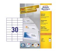 Avery White 70 x 29.7 mm Self Adhesive Laser & Inkjet Multipurpose Labels - 30 P