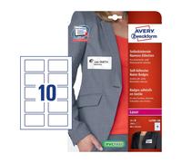 Avery L4785-20 Printable Name badge Stickers - Customisable, 80 x 50 mm, 10 per Sheet, 200 Badges Total