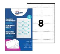 Avery White 90 x 60 mm Microperforated Printable Inserts - 8 Per Page - 20 Sheet