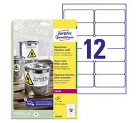 Avery L4776-20 Extra-Strong Adhesive Heavy Duty Weatherproof Labels,White,12 Labels Per A4 Sheet