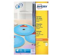 Avery L7676-25 Easy Application Full Face CD Labels, Printable & Customisable, Matt White, 117 mm, 2 Labels per Sheet, 50 Labels per Pack