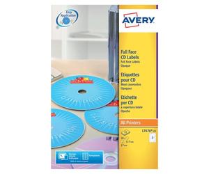 Avery White Full Face CD DVD Laser Label 2 Per Sheet (Pack of 50) L7676-25