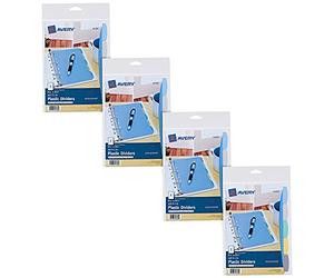 Avery Write & Erase Durable Plastic Mini Dividers for 3 Ring Binders and 7-Ring Binders, 5.5" x 8.5", 5-Tab Sets, Multicolor, 4 Binder Divider Sets (21982)