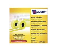 Avery YPLP1626 Price Gun Labels Yellow, 26 x 16 mm, Tamper-Evident, Permanent Adhesive, Compatible with Avery PL1/8 & PL2/18, 12,000 Labels (10 Rolls)