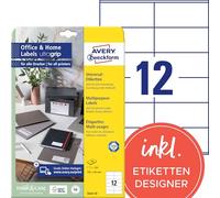 AVERY Zweckform 3424-10 Address Labels (120 Labels, 105 x 48 mm on A4, FSC, Printable Sender Labels, Self-Adhesive Labels with Ultragrip, Ideal for Home Office), 10 Sheets, White