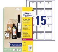 AVERY Zweckform T2003-10 Sturdy Tags 150 Pieces Including Cords (50 x 50 mm on A4, Printable on Both Sides, Extra Smooth Edges, Gift Tags, Price Tags) Cardboard 220 g, White