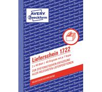 Avery Zweckform 1722 Lieferschein, DIN A6, Carbonless, 2 x 40 Sheets, White, Yel