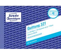 Avery Zweckform 321 Receipt Inclusive of VAT, DIN A6, fälschungssicher, 2 x 50 S
