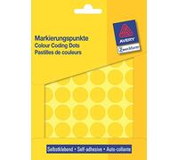 Avery Self-Adhesive Marking Dots 3377 - 18 mm, 1,056 adhesive dots (22 sheets), Matte Paper, Yellow