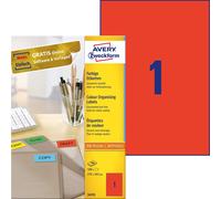 Avery Zweckform 3470 Universal Labels 210 x 297 mm 100 Sheets Coloured red 100 S