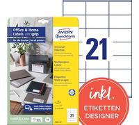 AVERY Zweckform 3481-10 Address Labels (210 Labels, 70 x 41 mm on A4, FSC, Printable Sender Labels, Self-Adhesive Labels with Ultragrip, Ideal for Home Office) 10 Sheets, White