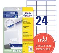 AVERY Zweckform 3490 Address Labels A4 with UltraGrip 70 x 36 mm 30 Sheets Matte