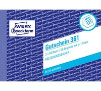 Avery Zweckform 361 Gutschein A6 Landscape with 1 Carbon Paper, 2 x 50 Sheets - White/Yellow