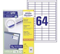 Avery Zweckform 3667, Universal Labels, A4, matt Paper, 6,400 Labels, 48.5 x 16.9 mm, 100 Sheets, White