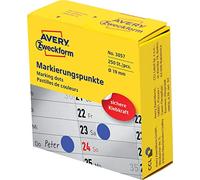 AVERY Zweckform 3857 self-Adhesive Marker dots (Diameter 19 mm, 250 Adhesive dots on a roll in Dispenser, Round Stickers for Calendar, Planners and Crafts), Blue