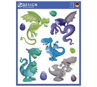 AVERY Zweckform 54992 Window Decorations Dragon (9 Self-Adhesive Window Stickers, Window Stickers and Decoration for Windows, Window Film) Multi-Coloured
