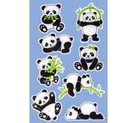 Avery Zweckform 57297 Pack of 8 Glossy Stickers Panda Stickers in 3D Effect for Playing Crafts Collecting