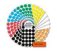 Avery Zweckform 59998 Adhesive Dots Pack of 768 (Self-Adhesive Marking Dots, Diameter 18 mm, 8 Colours 96 Adhesive Dots, Round Stickers for Calendars, Planners and Crafts, Paper, Matte)