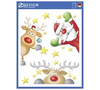 AVERY Zweckform 6 Window Decorations Reindeer Santa Claus Stars (Made in Germany, Self-Adhesive Window Stickers, Christmas Decoration, Window Film, Removable, Reusable) 1 Sheet / 6 Stickers, 52953