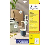 AVERY Zweckform 6226REV-10 Round Labels (120 Adhesive Dots, Diameter 60 mm on A4, Round Stickers for Printing, Removable Without Residue/Removable, Self-Adhesive Jam Labels), 10 Sheets, White
