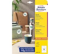Avery Zweckform 6229-10 Round Labels (60 Adhesive Dots, Diameter 80 mm on A4, Round Stickers for Printing, Self-Adhesive Product Labels, Permanent Adhesive Jam Labels), 10 Sheets, White