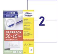 Avery Zweckform 6604 Universal Labels (100 Plus 30 Adhesive Labels Extra, 210 x 148 mm on A4, Printable Shipping Labels, Self-Adhesive Stickers with Ultra-Grip, DHL) 65 Sheets, White