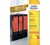 Avery Zweckform L4766 A4 Folder Labels 80 Pack of 192 x 61 mm 20 Sheets Red