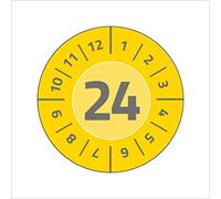 AVERY Zweckform 80 Test Badges with Year 2024 (Counterfeit-Proof, Strong self-Adhesive, Diameter 30 mm, Test Sticker, can be Written on with Document Film), Item no. 6946-2024, Yellow