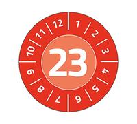 AVERY Zweckform 80 Test Labels with Year 2023 (Tamper-Resistant, Strong Self-Adhesive, Diameter 30 mm, Test Stickers, Writeable Test Seal Made of Document Film) Item 6946-2023, Red
